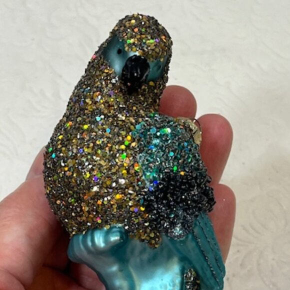 Glittered Blue Parrot Bird Christmas Tree Ornament 2.5"x 5" - Picture 12 of 14